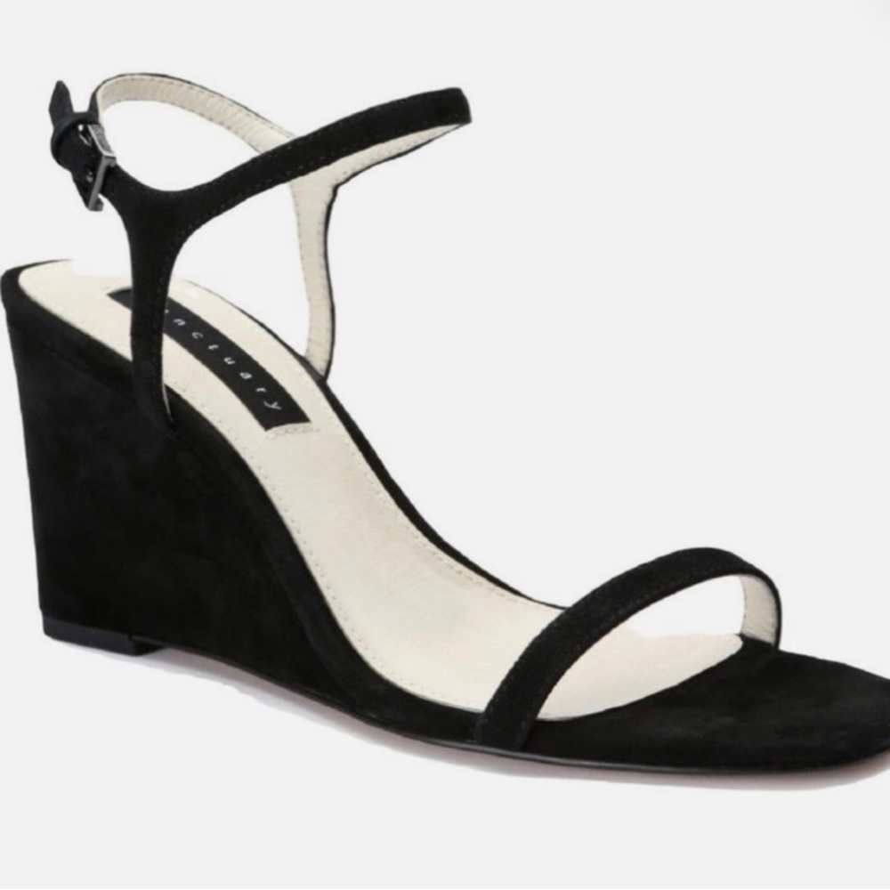NEW Sanctuary -Barely There Black Wedge Sandals